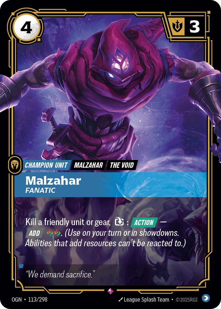 Malzahar, Fanatic 卡圖