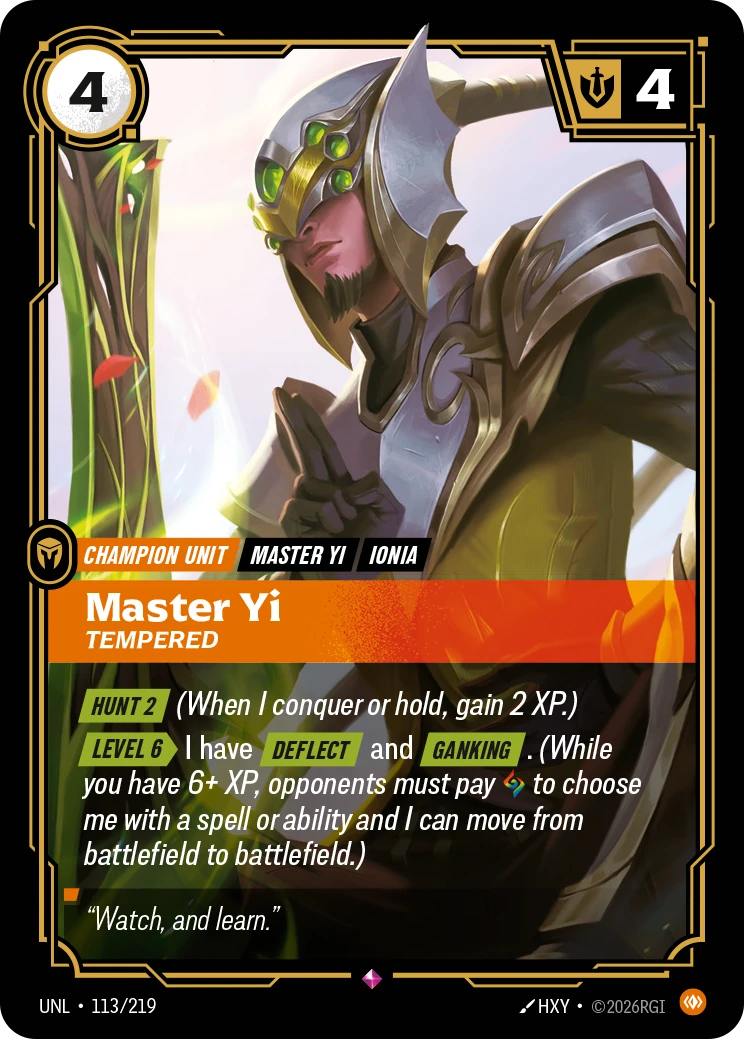 Master Yi, Tempered 卡圖