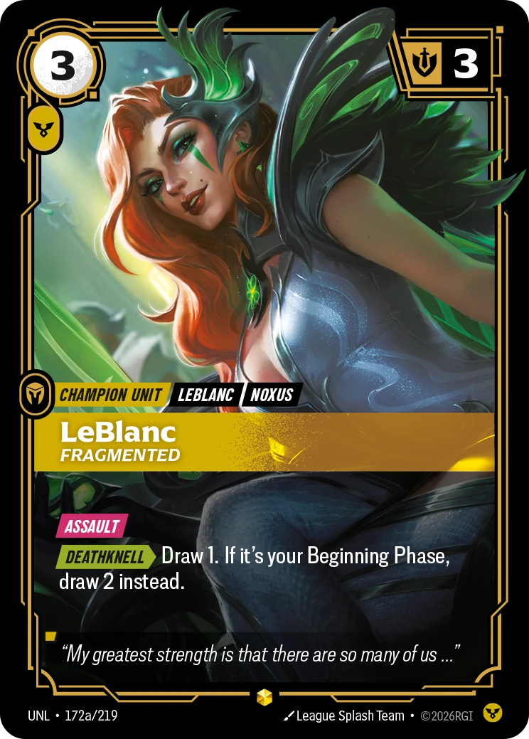 LeBlanc, Fragmented 卡圖